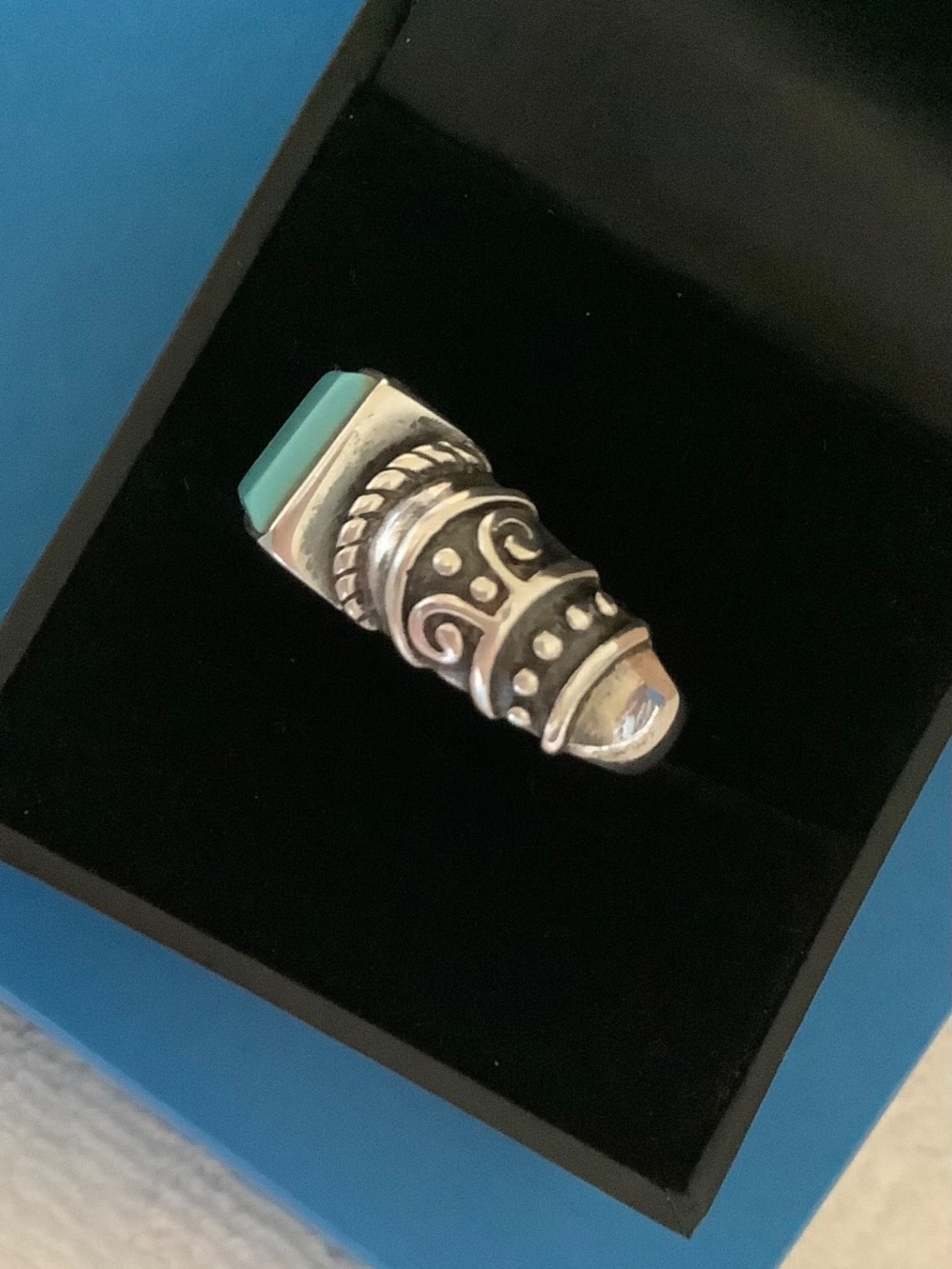 925 Sterling Silver Vintage Turquoise Western Ring SZ 8 - Picture 7 of 16